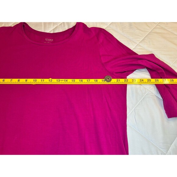 Chicos Top Womens SZ 3 Pink Ultimate Tee Modal Blend Long Sleeves - Picture 5 of 8
